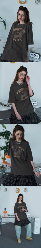 CPGN Kitten Patch Pigment Short Sleeve T-Shirt Brown