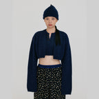 EENK ZONNE Cropped Knit Cardigan - Navy