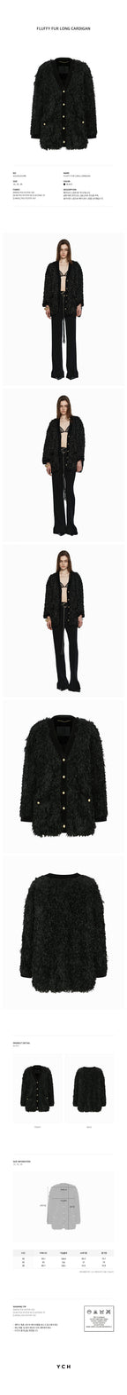 YCH FLUFFY FUR LONG CARDIGAN BLACK (W24JK2031BK)