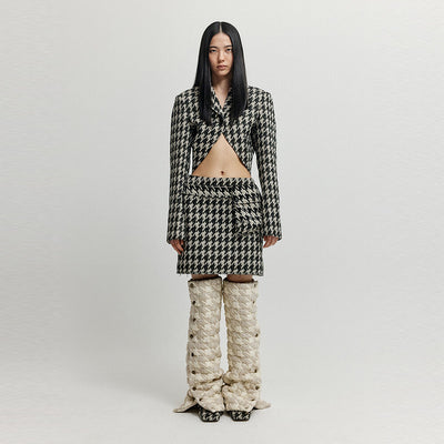 XOPO Pocket Mini Skirt - Black/Ivory Check