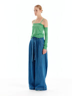 EENK UHAIO Two-Tuck Wide Denim Pants - Denim Blue