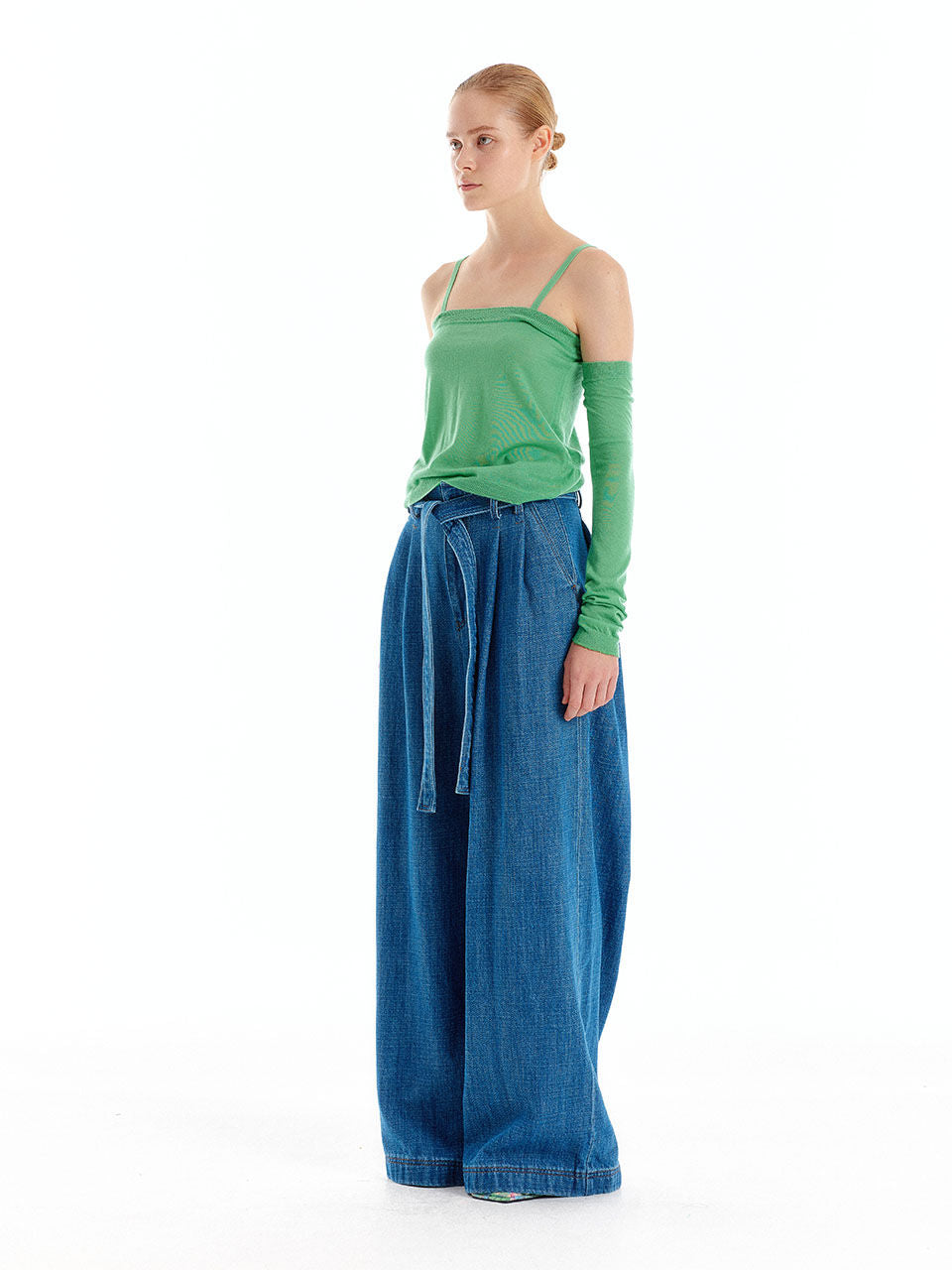 EENK UHAIO Two-Tuck Wide Denim Pants - Denim Blue