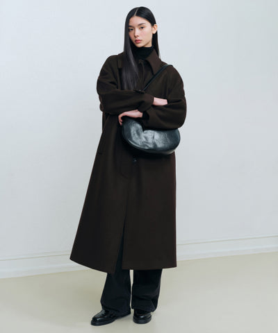 MUSINSA STANDARD WOMAN Coat Women's Cashmere Blend Balmacan Robe [Dark Brown]