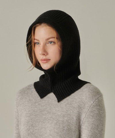 MUSINSA STANDARD WOMAN Women's Soft Boucle Knit Balaclava [Black]
