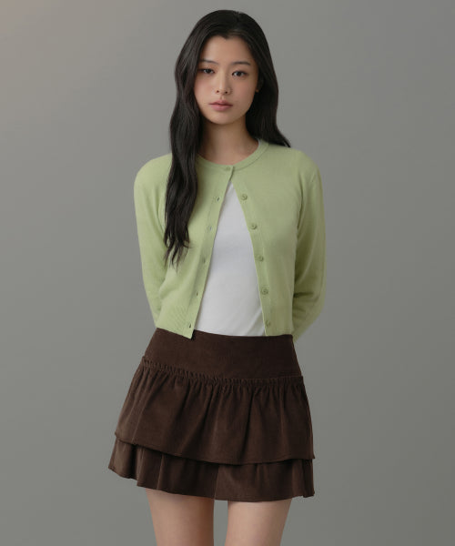 MUSINSA STANDARD WOMAN MUSINSA STANDARD WOMAN Cardigan Round Neck Crop (Pale Green)