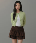 MUSINSA STANDARD WOMAN MUSINSA STANDARD WOMAN Cardigan Round Neck Crop (Pale Green)