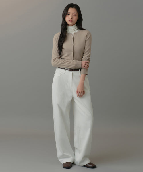 MUSINSA STANDARD WOMAN MUSINSA STANDARD WOMAN Cardigan Round Neck Crop Beige