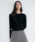 MUSINSA STANDARD WOMAN MUSINSA STANDARD WOMAN Women's Angora Blend Cable Crew Neck Knit [Black]