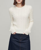MUSINSA STANDARD WOMAN MUSINSA STANDARD WOMAN Women's Angora Blend Cable Crew Neck Knit [Ivory]