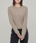 MUSINSA STANDARD WOMAN MUSINSA STANDARD WOMAN Women's Angora Blend Cable Crew Neck Knit Heather Beige