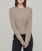 MUSINSA STANDARD WOMAN MUSINSA STANDARD WOMAN Women's Angora Blend Cable Crew Neck Knit Heather Beige
