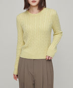 MUSINSA STANDARD WOMAN MUSINSA STANDARD WOMAN Women's Angora Blend Cable Crew Neck Knit [Lemonade]