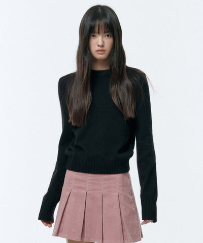 MUSINSA STANDARD WOMAN Women's Angora Blend Crew Neck Knit [Black]