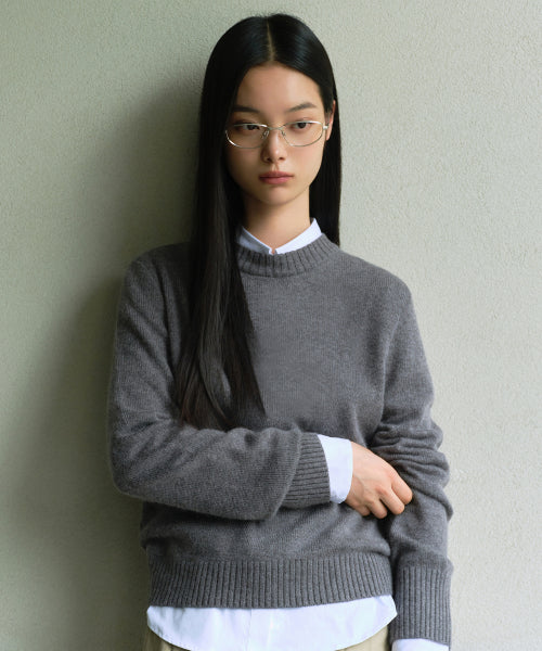 MUSINSA STANDARD WOMAN MUSINSA STANDARD WOMAN Angora Blend Crew Neck Knit Medium Gray