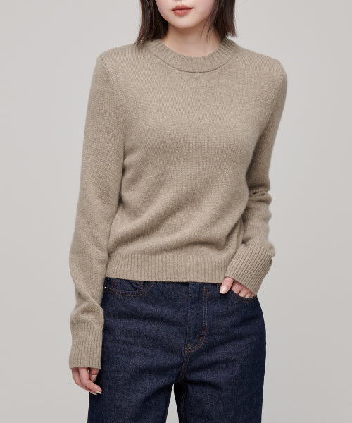 MUSINSA STANDARD WOMAN MUSINSA STANDARD WOMAN Angora Blend Crew Neck Knit Heather Beige