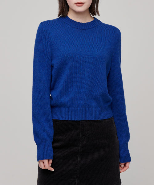 MUSINSA STANDARD WOMAN MUSINSA STANDARD WOMAN Women's Angora Blend Crew Neck Knit [Blue]