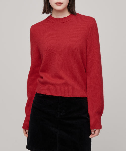 MUSINSA STANDARD WOMAN MUSINSA STANDARD WOMAN Angora Blend Crew Neck Knit Red