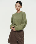 MUSINSA STANDARD WOMAN MUSINSA STANDARD WOMAN Women's Bookle Relaxed Crew Neck Knit [Light Moss]