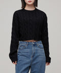 MUSINSA STANDARD WOMAN MUSINSA STANDARD WOMAN Women's Angora Blend Cable Crop Knit Black