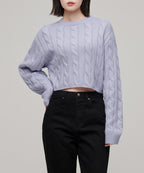 MUSINSA STANDARD WOMAN MUSINSA STANDARD WOMAN Women's Angora Blend Cable Crop Knit Light Purple