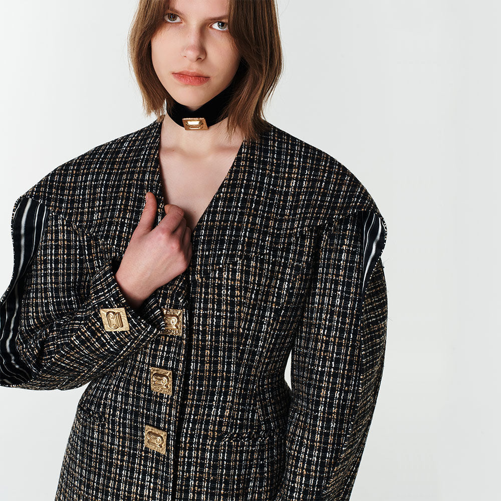 YCH LAYERED SAILOR-COLLAR JACKET BLACK (F23JK111BK)