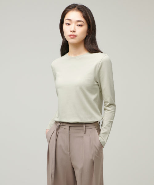 MUSINSA STANDARD WOMAN MUSINSA STANDARD WOMAN T-Shirt Women's Flexible Crew Neck Long Sleeve [Pale Green]
