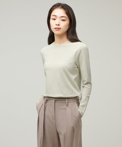 MUSINSA STANDARD WOMAN T-Shirt Women's Flexible Crew Neck Long Sleeve [Pale Green]