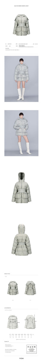 YCH QUILTED DOWN HOODED JACKET GREY (W23OT002GY)