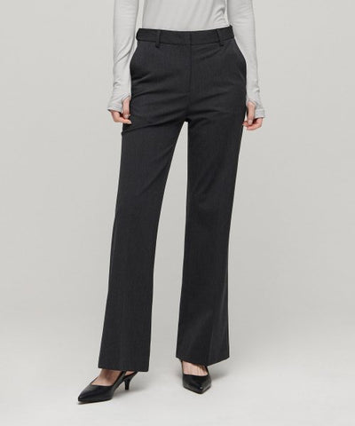 MUSINSA STANDARD WOMAN Slacks Semi Boot Cut [Charcoal Gray]