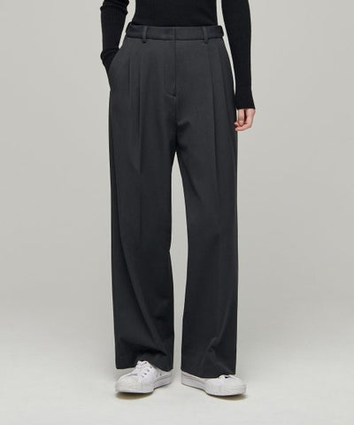 MUSINSA STANDARD WOMAN Slacks High Waist Wide [Gray]