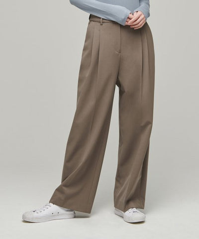 MUSINSA STANDARD WOMAN Slacks High Waist Wide [Dusty Beige]