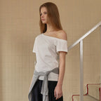 RHEME [3rd Reorder] Off Shoulder Basic T-Shirt - White