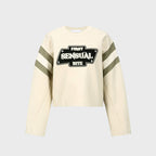 YCH SENSUAL-PRINT CROPPED SWEATSHIRT CREAM (W23TO906CR)
