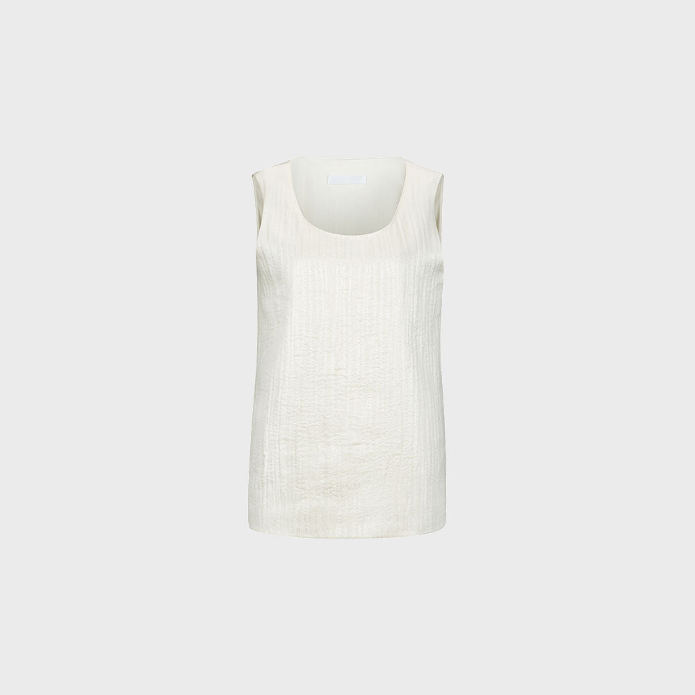 YCH METALIC SLEEVELESS TOP IVORY (F24TO9081IV)