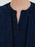 EENK ZONNE Cropped Knit Cardigan - Navy