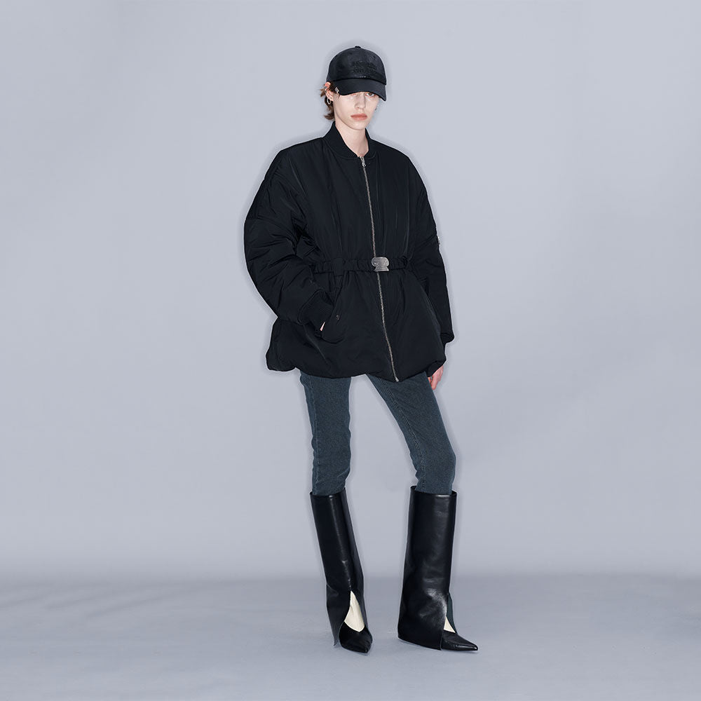 YCH BELTED BOMBER JACKET BLACK (W23OT014BK)