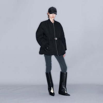 BELTED BOMBER JACKET BLACK (W23OT014BK)