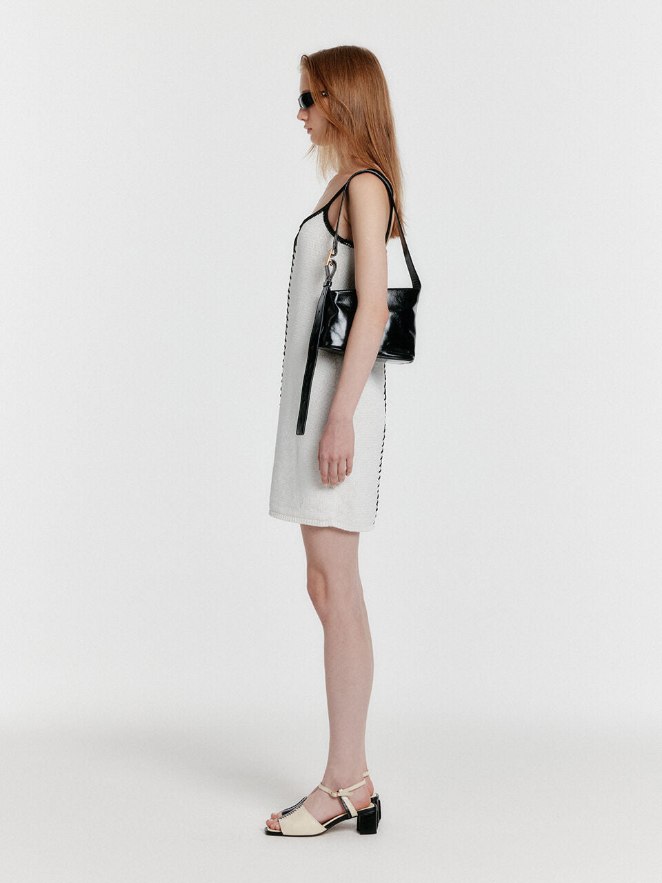 EENK EENK YOOM Stitched Color Block Knit Dress - Black/White