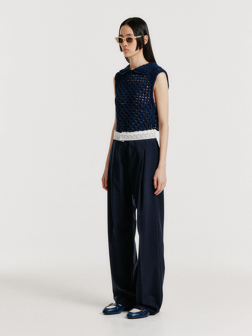 EENK YIOM Classic Straight Pants - Navy