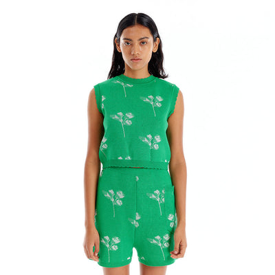 EENK ULORA Jacquard Knit Vest - Green