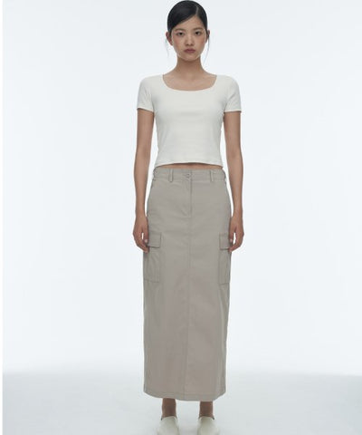 MUSINSA STANDARD WOMAN Women's Cargo Maxi Skirt [Light Beige]