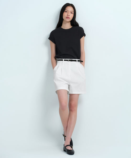 MUSINSA STANDARD WOMAN MUSINSA STANDARD WOMAN Women's Two-Tuck Wide Chino Shorts [White]
