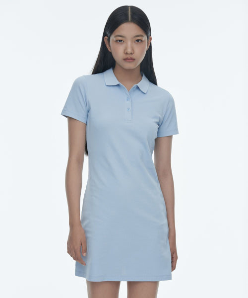 MUSINSA STANDARD WOMAN MUSINSA STANDARD WOMAN Women’s Pique Polo One-Piece (Pastel Blue)