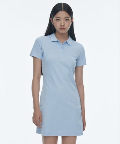 MUSINSA STANDARD WOMAN Women’s Pique Polo One-Piece (Pastel Blue)