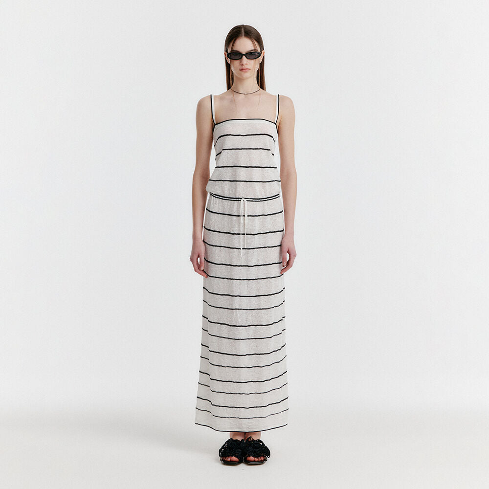 EENK YOZOO Jacquard Stripe Knit Dress - Ivory