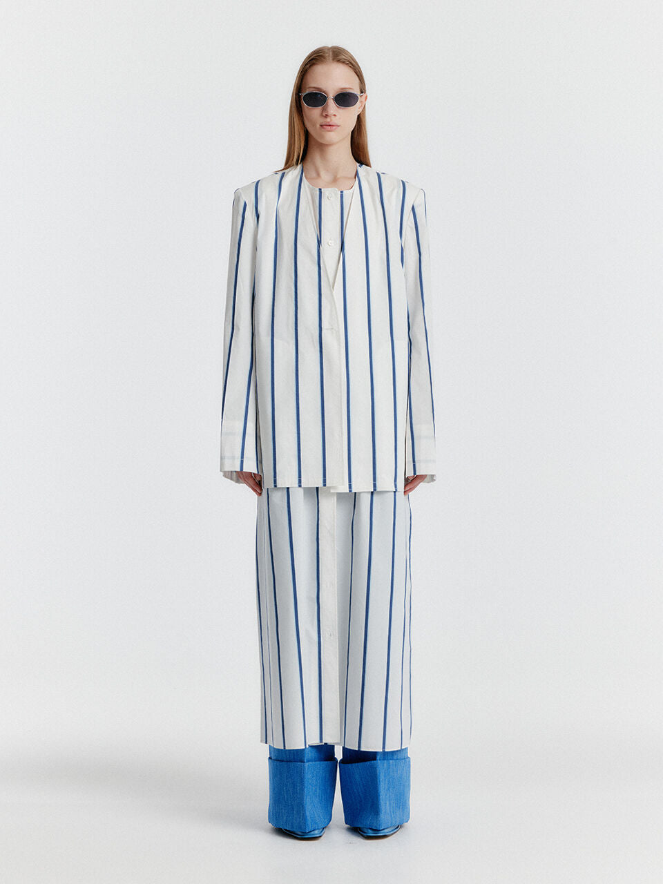 EENK YASMIN Round-neck Long Jacket - White