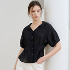 bibyseob Heart neck raglan blouse black [T52]