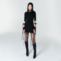 YCH LACE-UP DETAILED DRESS BLACK (F23DJ604BK)