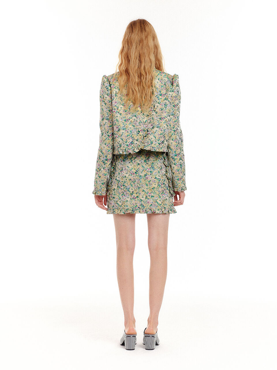 EENK UTO Frilled Mini Skirt - Green/Yellow Multi