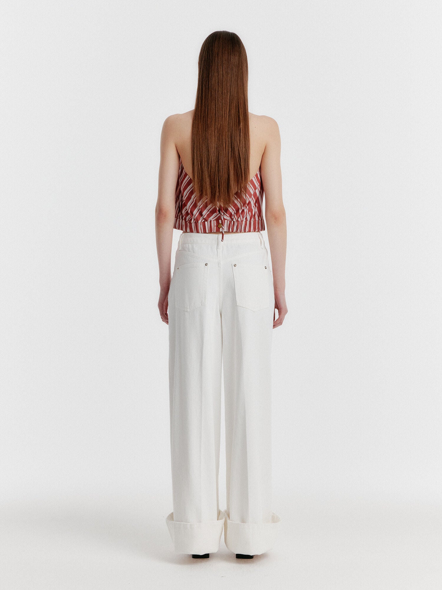 EENK YICO Turn-up Wide Denim Pants - White